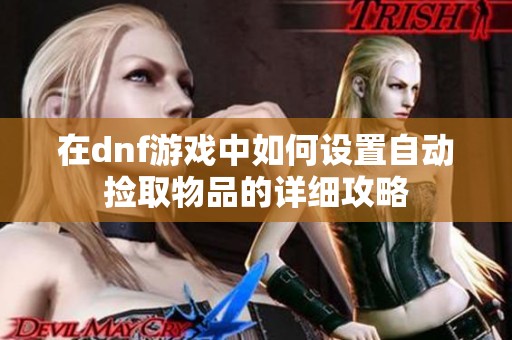 在dnf游戏中如何设置自动捡取物品的详细攻略