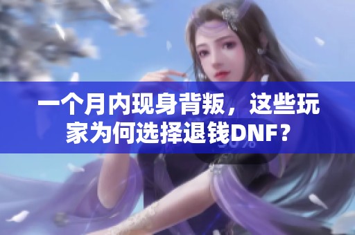 一个月内现身背叛，这些玩家为何选择退钱DNF？