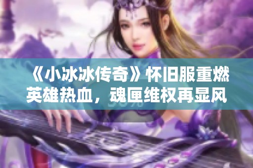 《小冰冰传奇》怀旧服重燃英雄热血，魂匣维权再显风采