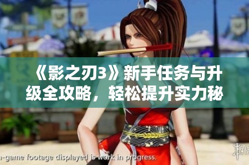《影之刃3》新手任务与升级全攻略，轻松提升实力秘诀大公开