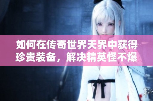 如何在传奇世界天界中获得珍贵装备，解决精英怪不爆东西的困扰