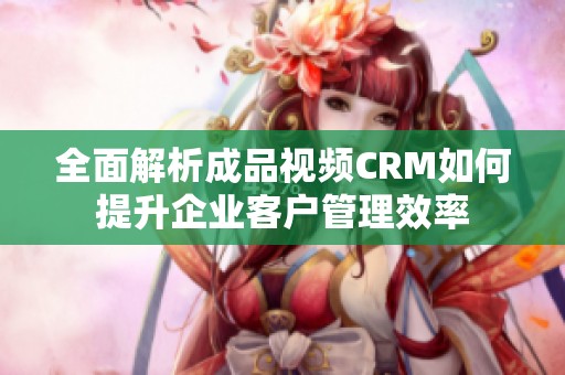 全面解析成品视频CRM如何提升企业客户管理效率