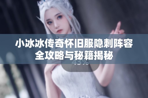 小冰冰传奇怀旧服隐刺阵容全攻略与秘籍揭秘