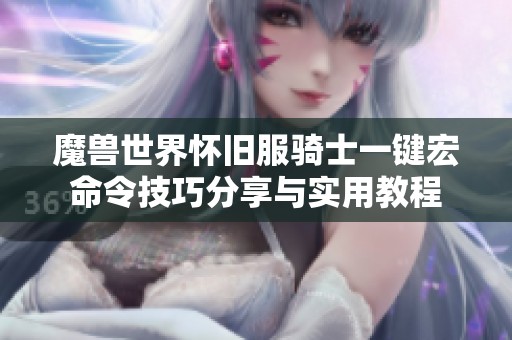 魔兽世界怀旧服骑士一键宏命令技巧分享与实用教程