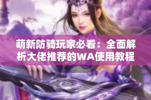 萌新防骑玩家必看：全面解析大佬推荐的WA使用教程
