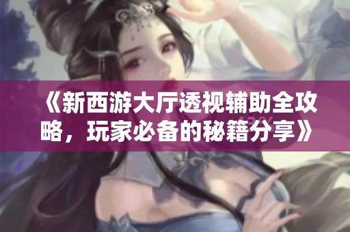 《新西游大厅透视辅助全攻略，玩家必备的秘籍分享》