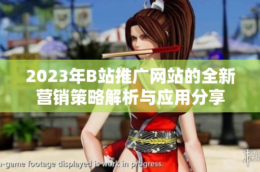 2023年B站推广网站的全新营销策略解析与应用分享