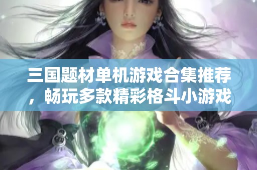 三国题材单机游戏合集推荐，畅玩多款精彩格斗小游戏，享受热血战争的乐趣