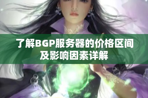 了解BGP服务器的价格区间及影响因素详解