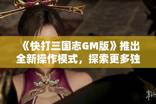 《快打三国志GM版》推出全新操作模式，探索更多独特功能与游戏体验的精彩之旅
