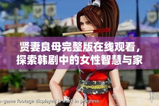 贤妻良母完整版在线观看，探索韩剧中的女性智慧与家庭生活