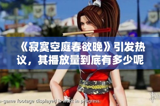 《寂寞空庭春欲晚》引发热议，其播放量到底有多少呢？