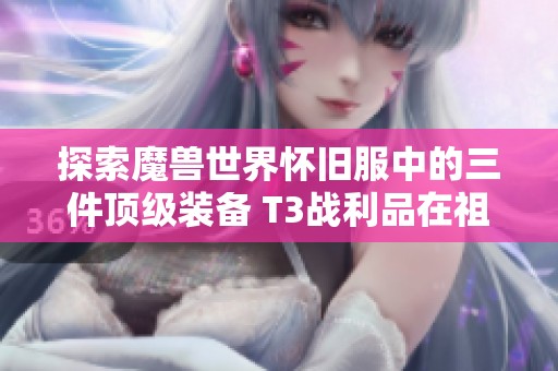 探索魔兽世界怀旧服中的三件顶级装备 T3战利品在祖阿米尔的价值分析