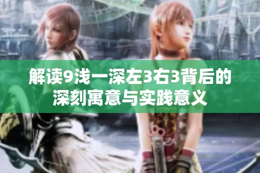 解读9浅一深左3右3背后的深刻寓意与实践意义
