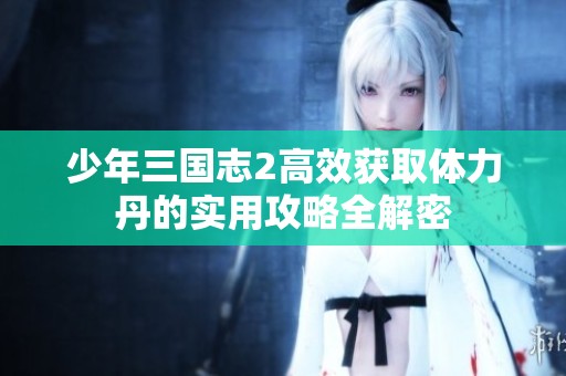 少年三国志2高效获取体力丹的实用攻略全解密