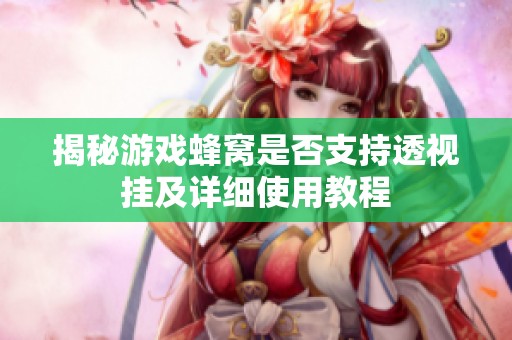 揭秘游戏蜂窝是否支持透视挂及详细使用教程