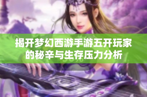 揭开梦幻西游手游五开玩家的秘辛与生存压力分析