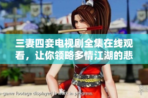 三妻四妾电视剧全集在线观看，让你领略多情江湖的悲欢离合