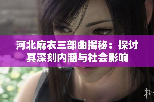 河北麻衣三部曲揭秘：探讨其深刻内涵与社会影响