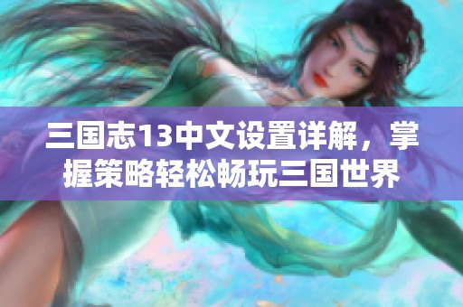 三国志13中文设置详解，掌握策略轻松畅玩三国世界