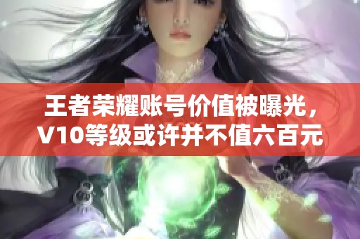 王者荣耀账号价值被曝光，V10等级或许并不值六百元！