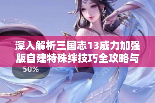深入解析三国志13威力加强版自建特殊绊技巧全攻略与实用技巧